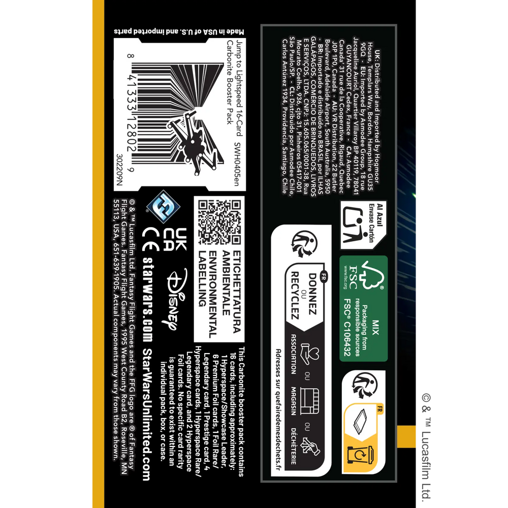 Star Wars: Unlimited - Jump to Lightspeed - Carbonite Booster (EN) - Fantasy Flight Games - Card Games