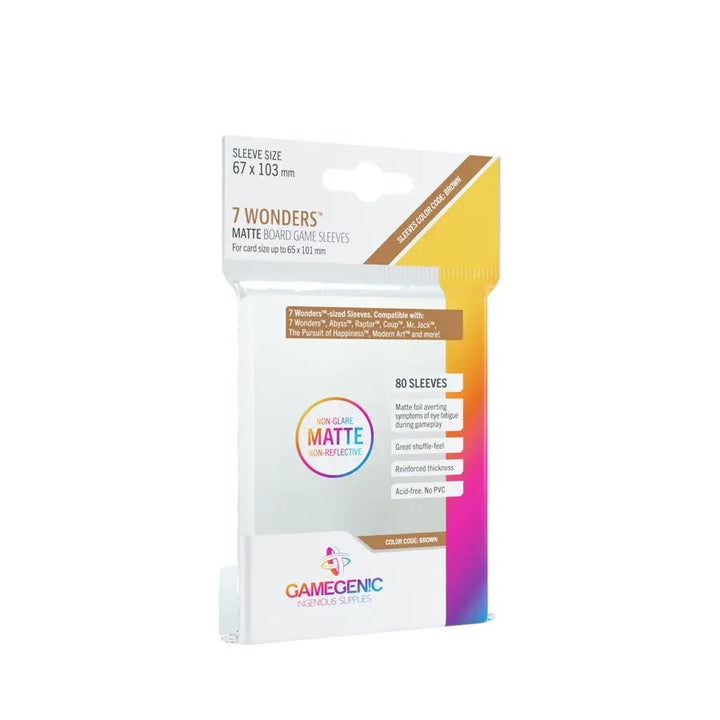 Board Game Sleeves: Matte 7 Wonders Brown (80) Gamegenic Accessories