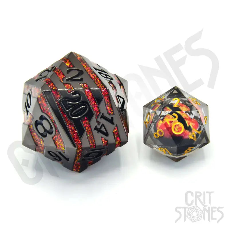 Dice: Metal - d20 - Pyroblade - Glassstaff - Accessories
