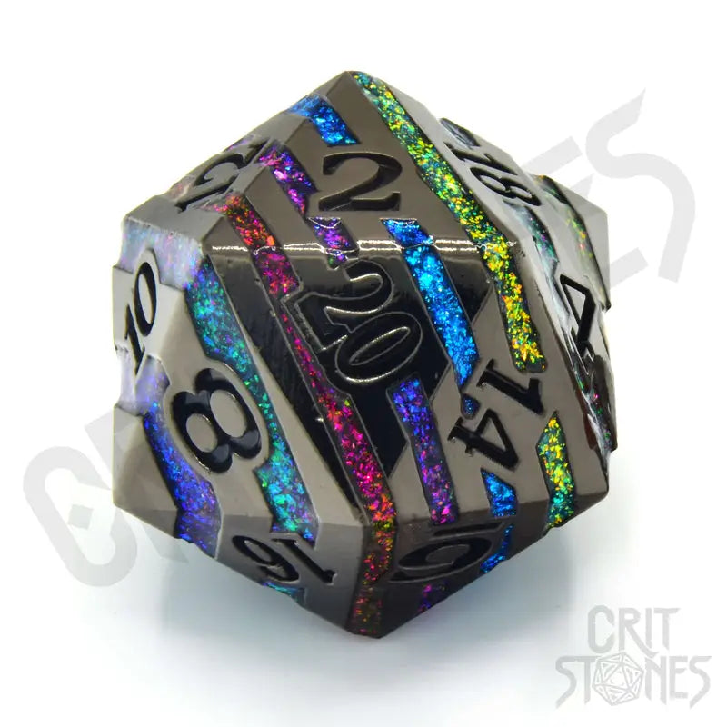 Dice: Metal - d20 - Rainbow Rift - Glassstaff - Accessories