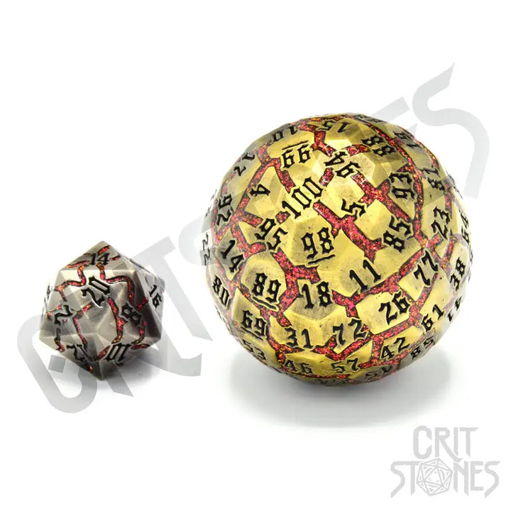 Dice: Metal - Hollow - d100 - Lava Orb - Glassstaff - Accessories