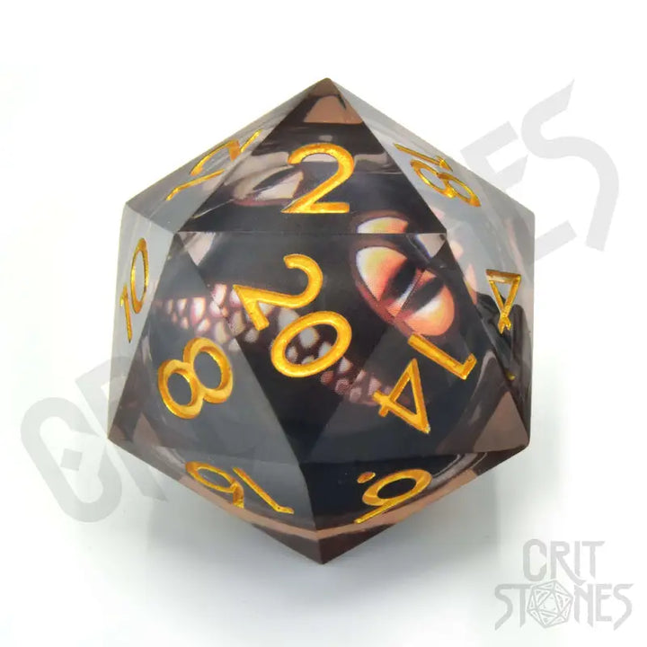 Dice: Resin - Sharp Edge - Floating Eye - Liquid Core - d20 - Looking Glass Luck - Glassstaff - Accessories