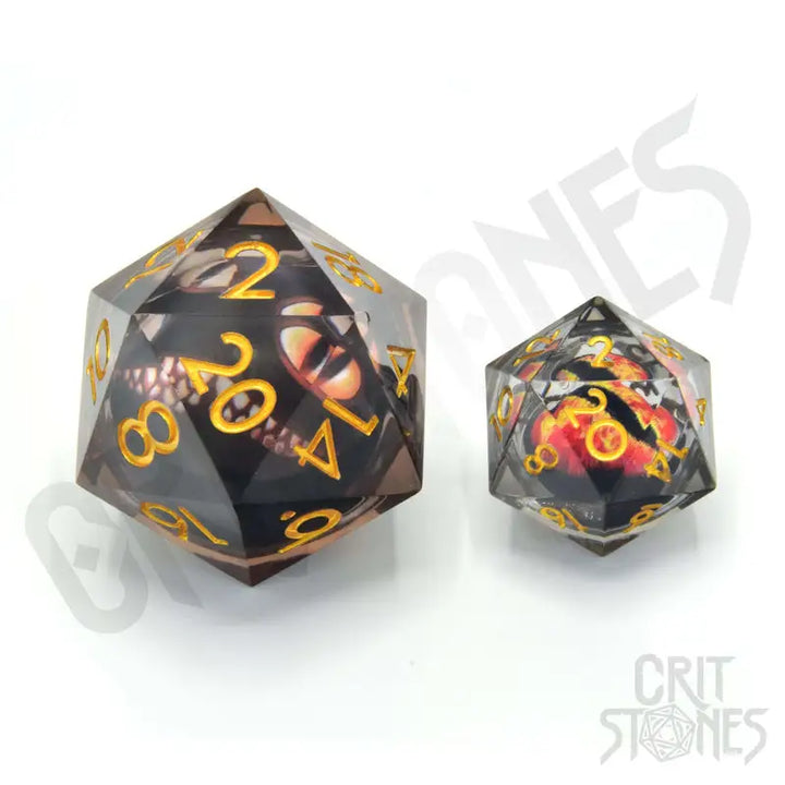 Dice: Resin - Sharp Edge - Floating Eye - Liquid Core - d20 - Looking Glass Luck - Glassstaff - Accessories