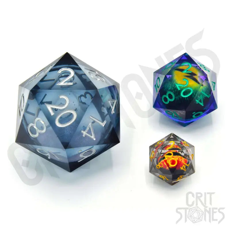 Dice: Resin - Sharp Edge - Liquid Core - d20 - Cloud Nebula - Glassstaff - Accessories