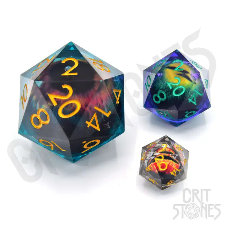 Dice: Resin - Sharp Edge - Liquid Core - d20 - Eye of the Oracle - Glassstaff - Accessories
