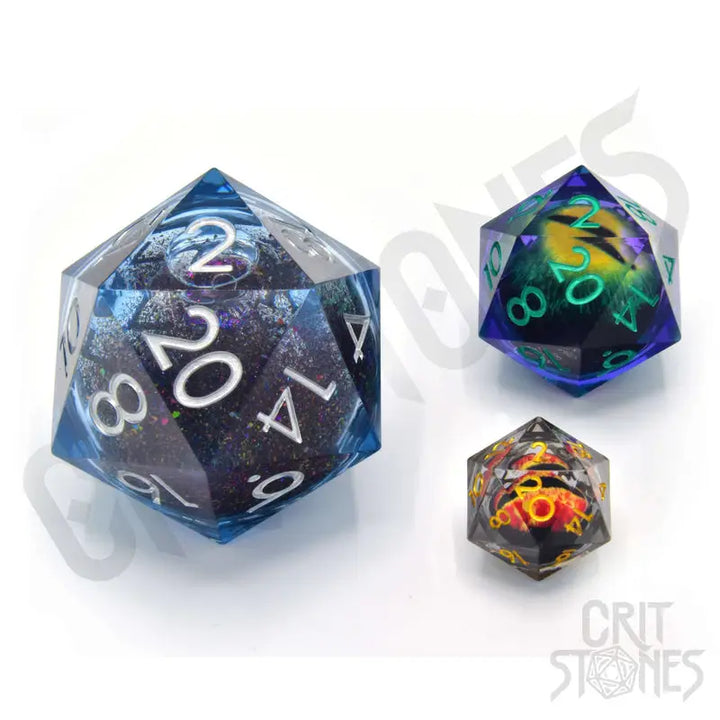 Dice: Resin - Sharp Edge - Liquid Core - d20 - Glimcore - Glassstaff - Accessories