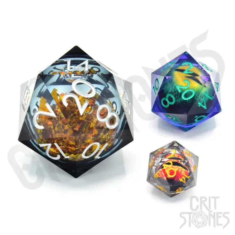 Dice: Resin - Sharp Edge - Liquid Core - d20 - King Midas - Glassstaff - Accessories