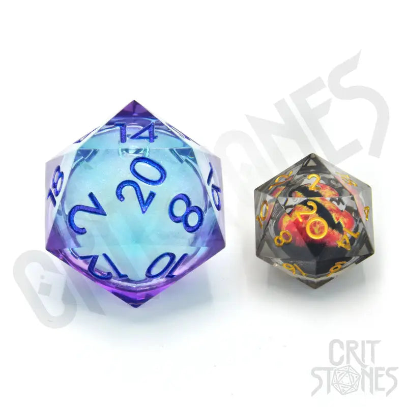 Dice: Resin - Sharp Edge - Liquid Core - d20 - Moonlight Mystery - Glassstaff - Accessories