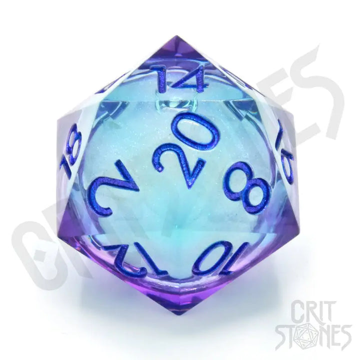 Dice: Resin - Sharp Edge - Liquid Core - d20 - Moonlight Mystery - Glassstaff - Accessories