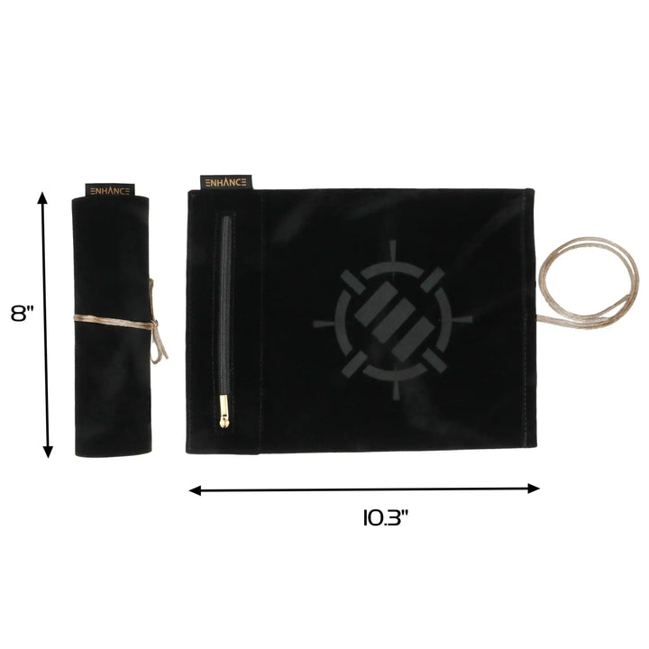 Dice Rolling Mat: Enhance - Roll on a Scroll™ & Acrylic RPG Dice Set (7) - Black - Enhance Gaming - Accessories