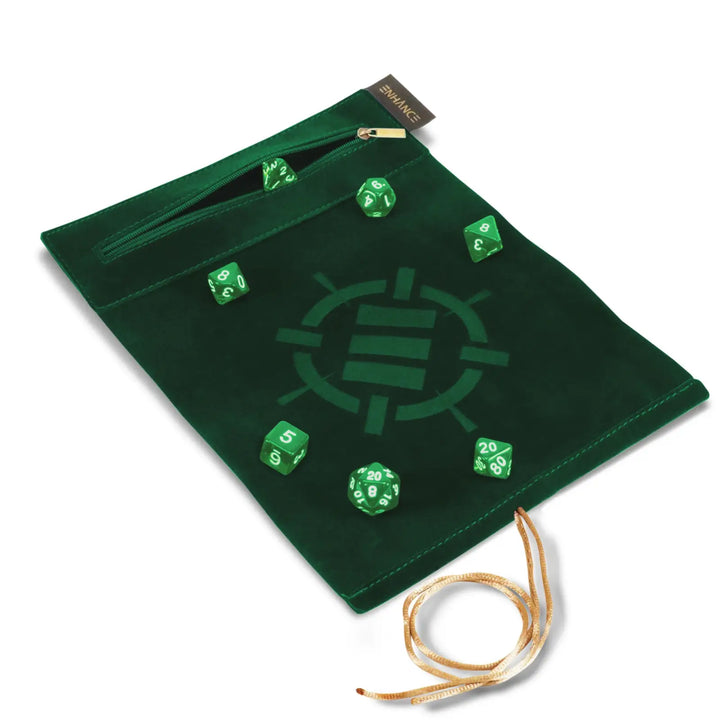 Dice Rolling Mat: Enhance - Roll on a Scroll™ & Acrylic RPG Dice Set (7) - Green - Enhance Gaming - Accessories