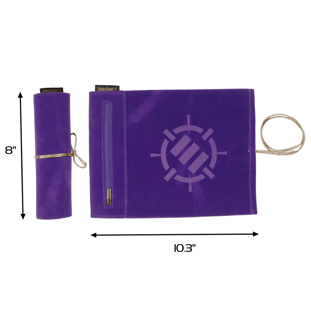 Dice Rolling Mat: Enhance - Roll on a Scroll™ & Acrylic RPG Dice Set (7) - Purple - Enhance Gaming - Accessories