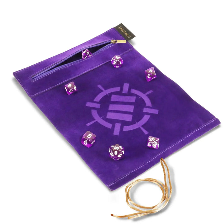 Dice Rolling Mat: Enhance - Roll on a Scroll™ & Acrylic RPG Dice Set (7) - Purple - Enhance Gaming - Accessories