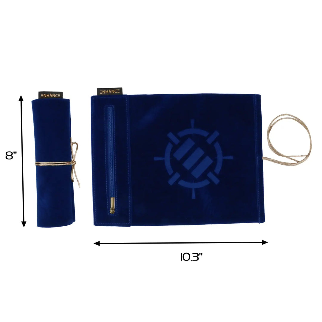 Dice Rolling Mat: Enhance - Roll on a Scroll™ & Acrylic RPG Dice Set (7) - Blue - Enhance Gaming - Accessories