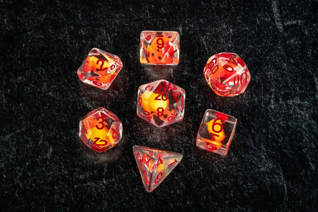 Dragon Storm Inclusion Resin Dice Set: Red Dragon - FanRoll - Accessories