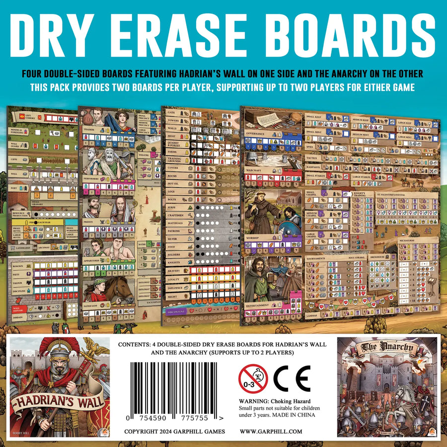 Dry Erase Boards: Hadrians Wall & Anarchy (EN) - Garphill Games - Board Games
