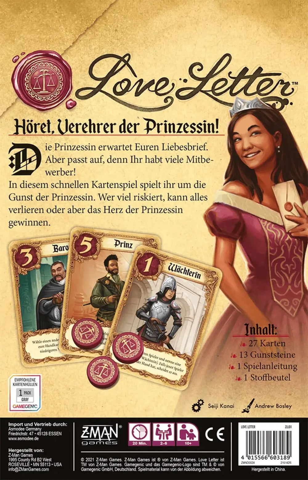 Love Letter: 2nd Edition (DE) - Z Man Games - Board Games