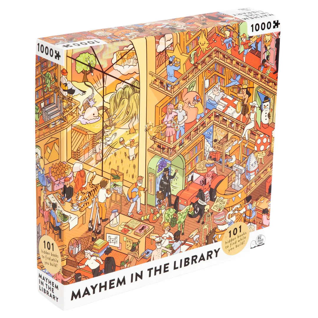 Puzzle: Mayhem At The Library (1000pcs) - Big Potatoe Games - Board Games