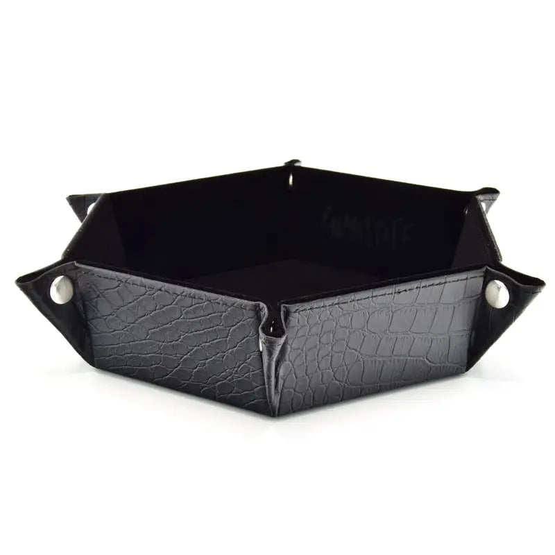 Rolling Tray: Leather - Hexagonal - Foldable - Dragon Skin - Black - Glassstaff - Accessories