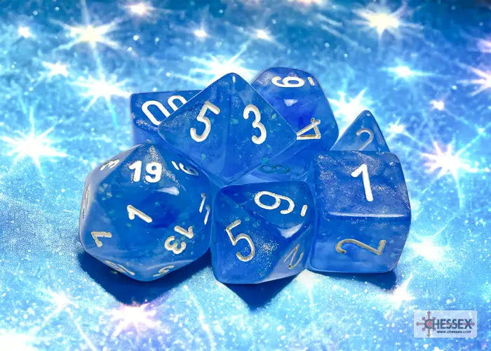 RPG Dice Set: Borealis - Polyhedral - Sky Blue/White (7) - Chessex - Accessories