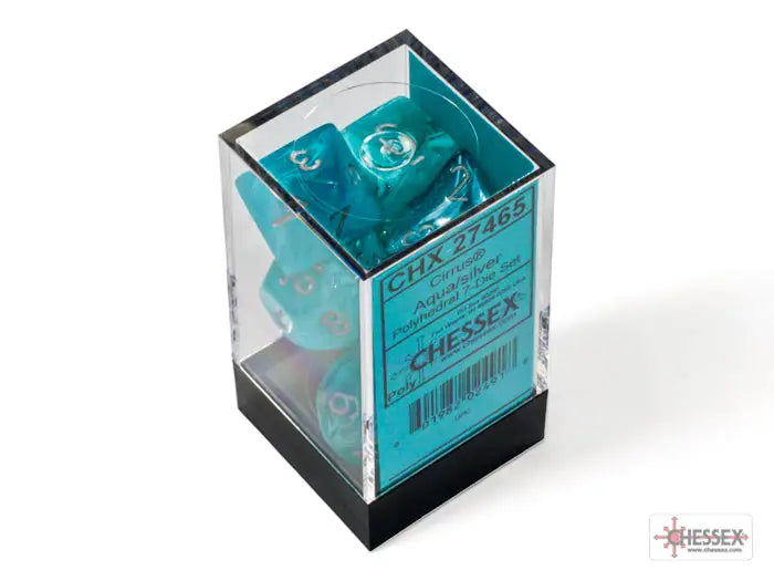 RPG Dice Set: Cirrus - Polyhedral - Aqua/Silver (7) - Chessex - Accessories