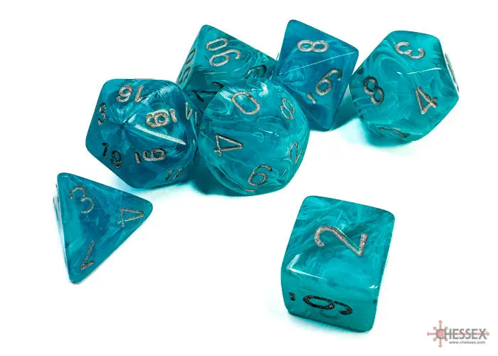 RPG Dice Set: Cirrus - Polyhedral - Aqua/Silver (7) - Chessex - Accessories
