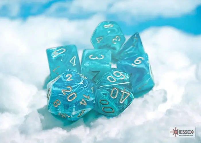 RPG Dice Set: Cirrus - Polyhedral - Aqua/Silver (7) - Chessex - Accessories