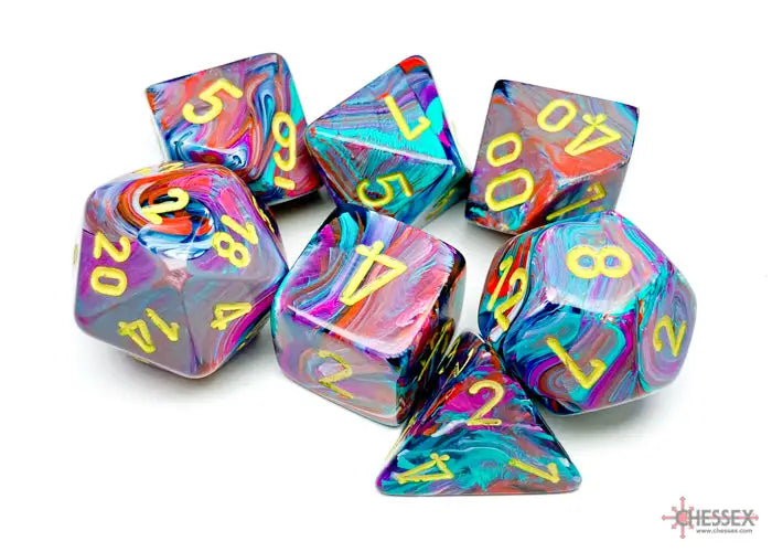 RPG Dice Set: Festive - Polyhedral - Mosaic/Yellow (7) - Chessex - Accessories