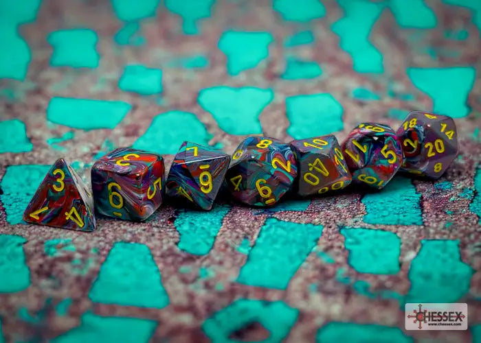 RPG Dice Set: Festive - Polyhedral - Mosaic/Yellow (7) - Chessex - Accessories