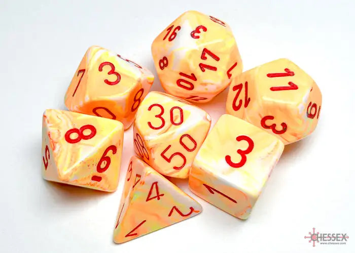 RPG Dice Set: Festive - Polyhedral - Sunburst with red pips (7) - Chessex - Accessories