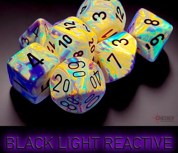 RPG Dice Set: Festive - Polyhedral - Sunburst with red pips (7) - Chessex - Accessories