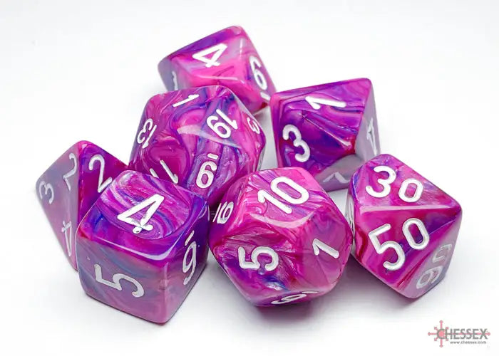 RPG Dice Set: Festive - Polyhedral - Violet/White (7) - Chessex - Accessories