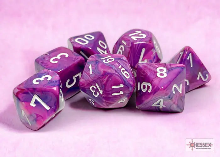 RPG Dice Set: Festive - Polyhedral - Violet/White (7) - Chessex - Accessories