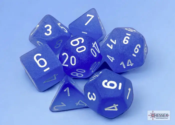 RPG Dice Set: Frosted - Polyhedral - Blue/White (7) - Chessex - Accessories