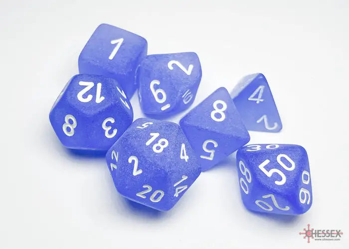 RPG Dice Set: Frosted - Polyhedral - Blue/White (7) - Chessex - Accessories