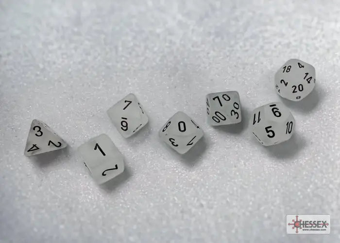 RPG Dice Set: Frosted - Polyhedral - Clear/Black (7) - Chessex - Accessories