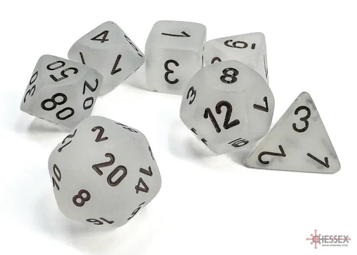 RPG Dice Set: Frosted - Polyhedral - Clear/Black (7) - Chessex - Accessories