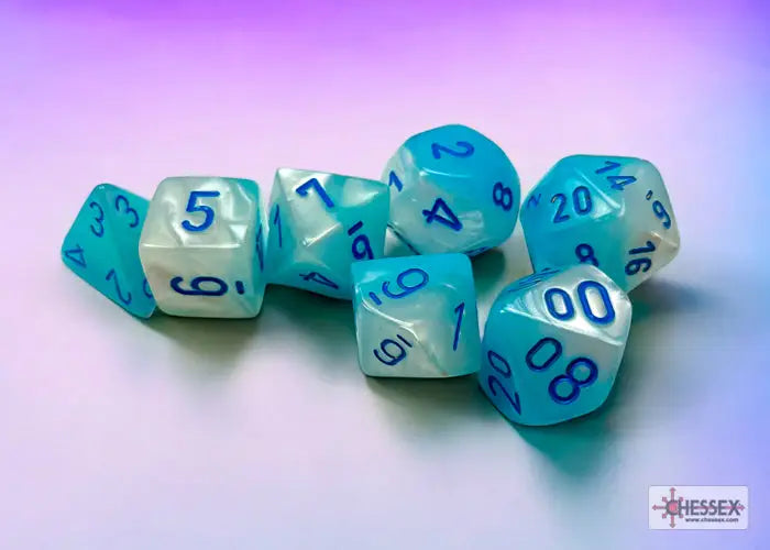 RPG Dice Set: Gemini Luminary Polyhedral Pearl Turquoise White/Blue (7) Chessex Accessories