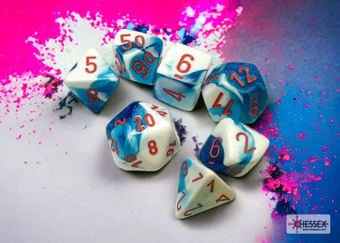 RPG Dice Set: Gemini - Polyhedral - Astral Blue-White/Red (7) - Chessex - Accessories