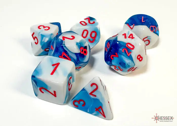 RPG Dice Set: Gemini - Polyhedral - Astral Blue-White/Red (7) - Chessex - Accessories
