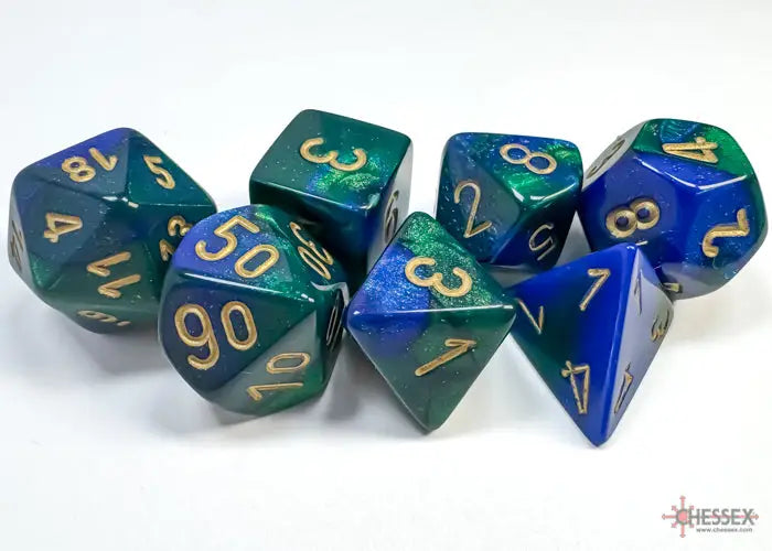 RPG Dice Set: Gemini Polyhedral Blue Green/Gold (7) Chessex Accessories