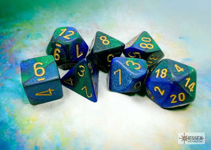 RPG Dice Set: Gemini Polyhedral Blue Green/Gold (7) Chessex Accessories