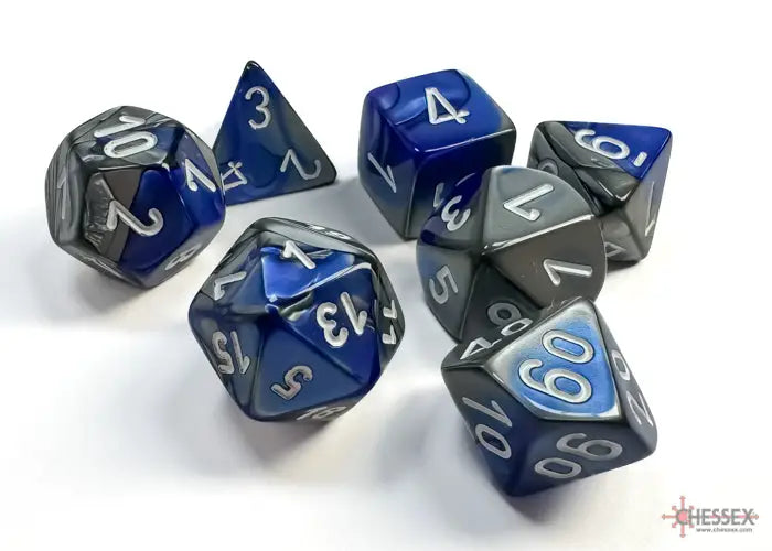 RPG Dice Set: Gemini - Polyhedral - Blue-Steel/White (7) - Chessex - Accessories