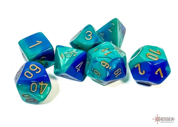 RPG Dice Set: Gemini Polyhedral Blue Teal/Gold (7) Chessex Accessories