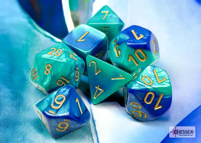 RPG Dice Set: Gemini Polyhedral Blue Teal/Gold (7) Chessex Accessories