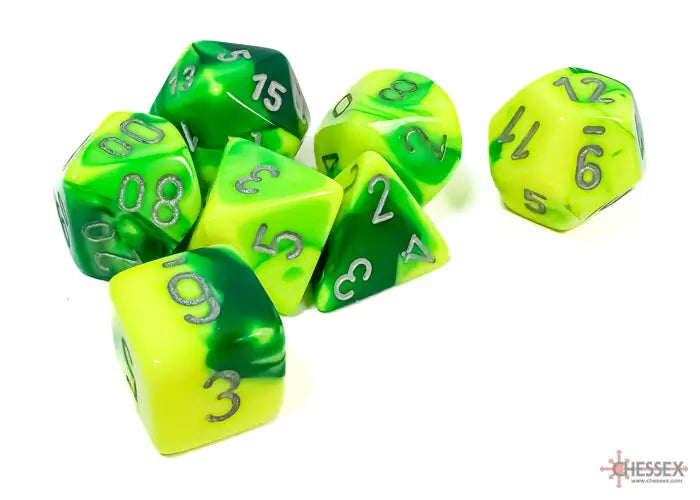RPG Dice Set: Gemini - Polyhedral - Green-Yellow/Silver (7) - Chessex - Accessories
