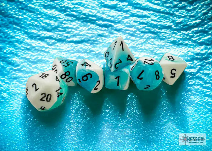 RPG Dice Set: Gemini - Polyhedral - Teal-White/Black (7) - Chessex - Accessories