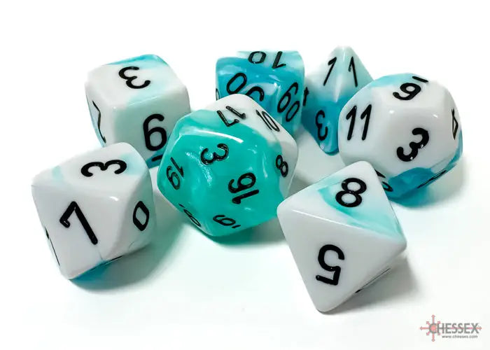 RPG Dice Set: Gemini - Polyhedral - Teal-White/Black (7) - Chessex - Accessories