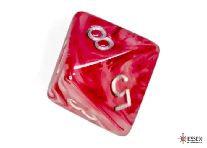 RPG Dice Set: Ghostly Polyhedral Glow Pink/Silver (7) Chessex Accessories
