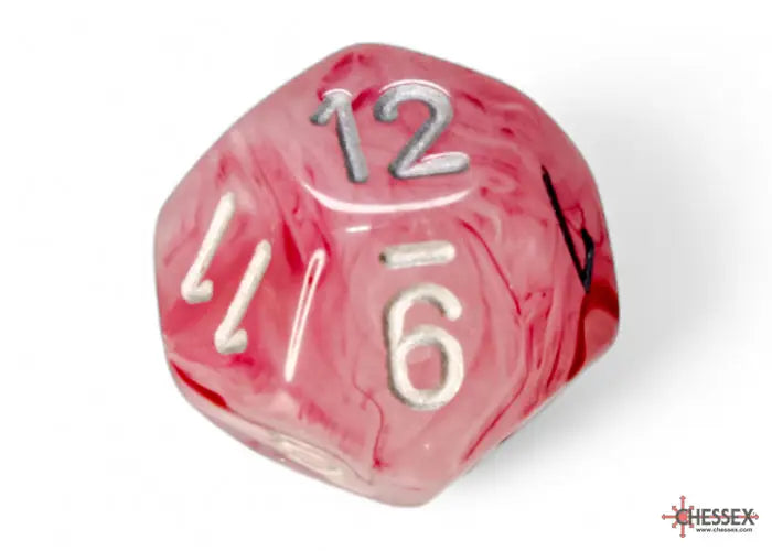 RPG Dice Set: Ghostly Polyhedral Glow Pink/Silver (7) Chessex Accessories